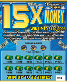 15X THE MONEY Georgia scratch-off ticket