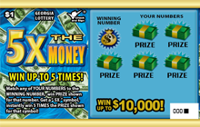 5X THE MONEY Georgia scratch-off ticket