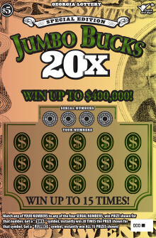 SPECIAL EDITION JUMBO BUCKS 2 Georgia scratch-off ticket
