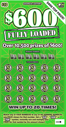 $600 FULLY LOADED Georgia scratch-off ticket
