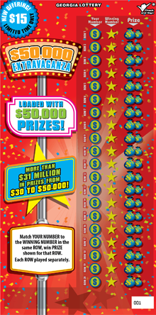$50,000 EXTRAVAGANZA ticket