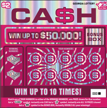 $2 CA$H Georgia scratch-off ticket