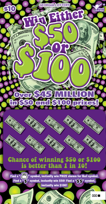 Win Either $50 or $100 Georgia scratch-off ticket