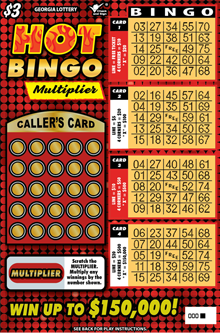 HOT BINGO Multiplier Georgia scratch-off ticket