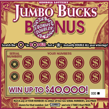 JUMBO BUCKS BONUS Georgia scratch-off ticket