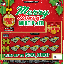 Merry Money MULTIPLIER Georgia scratch-off ticket