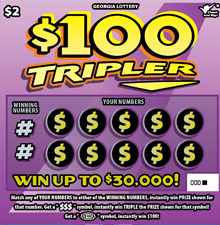 $100 TRIPLER Georgia scratch-off ticket
