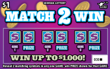 MATCH 2 WIN Georgia scratch-off ticket