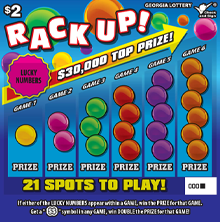 RACK UP! Georgia scratch-off ticket