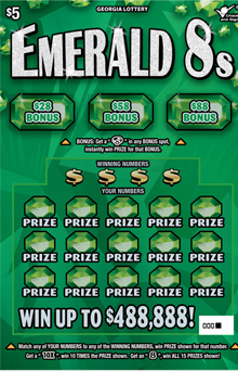 EMERALD 8s Georgia scratch-off ticket