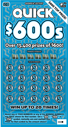 QUICK $600s Georgia scratch-off ticket