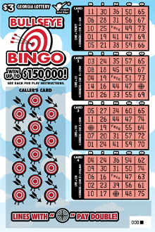 BULLSEYE BINGO Georgia scratch-off ticket