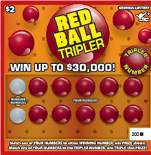 RED BALL TRIPLER Georgia scratch-off ticket