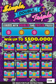 Single, DOUBLE, Triple Georgia scratch-off ticket