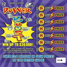 POWER BOOST Georgia scratch-off ticket