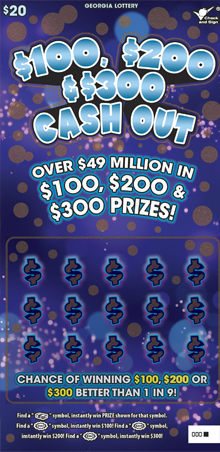 $100, $200 & $300 CASH OUT Georgia scratch-off ticket