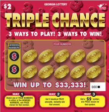 TRIPLE CHANCE Georgia scratch-off ticket