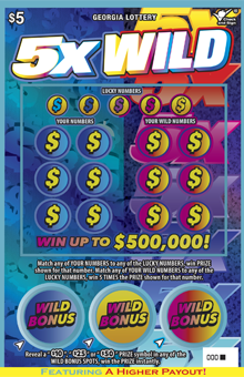 5X WILD Georgia scratch-off ticket