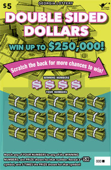 DOUBLE SIDED DOLLARS Georgia scratch-off ticket