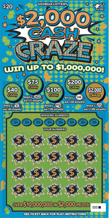 $2,000 CASH CRAZE ticket