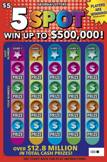 5 SPOT Georgia scratch-off ticket