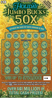 HOLIDAY JUMBO BUCKS 50X ticket
