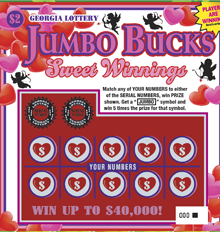 JUMBO BUCKS Sweet Winnings Georgia scratch-off ticket