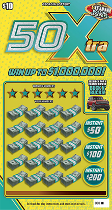 50XTRA scratch-off ticket