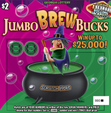 JUMBO BREW BUCKS Georgia scratch-off ticket