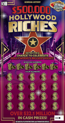 $500,000 HOLLYWOOD RICHES Georgia scratch-off ticket